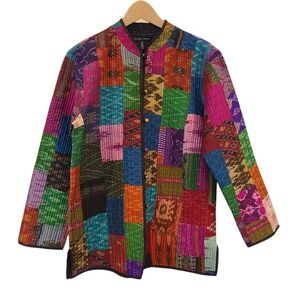 Sam Hiln Collection Colorful Reversible Quilted Patchwork Silk Jacket M Artsy‎